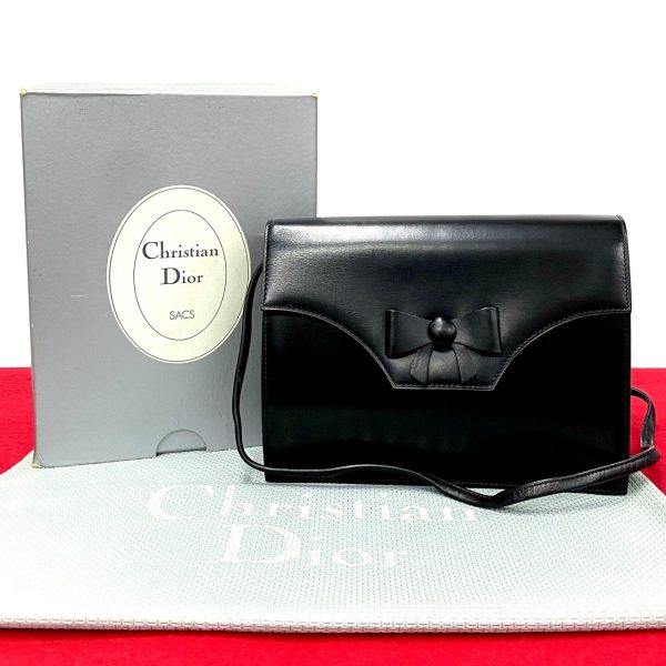 769l768 35926 1 Christian Dior Vintage Ribbon Leather Mini Shoulder Bag Black