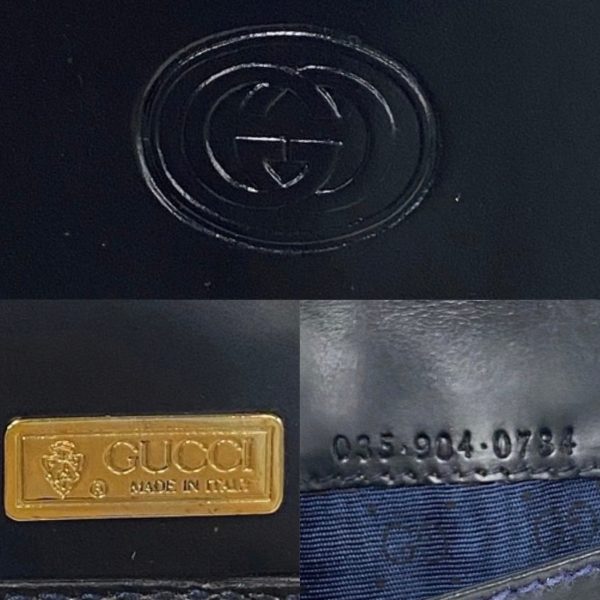 769l769 25358 3 Gucci Vintage Vintage Sherry Line Leather Long Wallet Navy