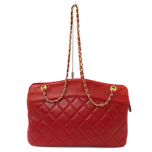 77026 1 Chanel Lambskin Matelassé Chain Tote Red