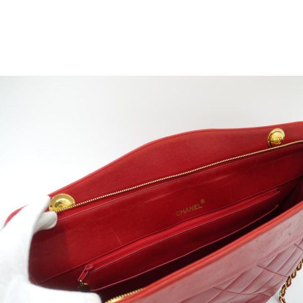 77026 6 Chanel Lambskin Matelassé Chain Tote Red