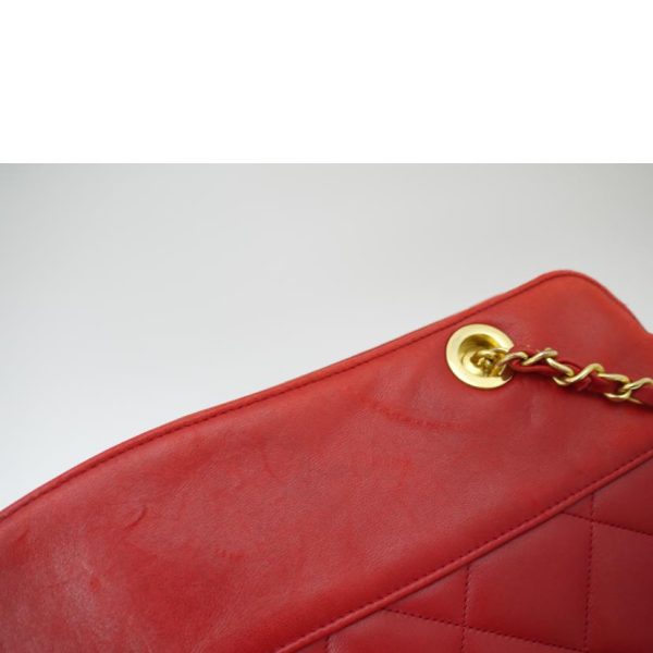 77026 7 Chanel Lambskin Matelassé Chain Tote Red