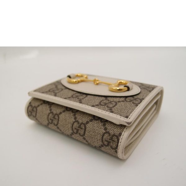 77031 3 Gucci GG Supreme Horsebit Wallet Beige