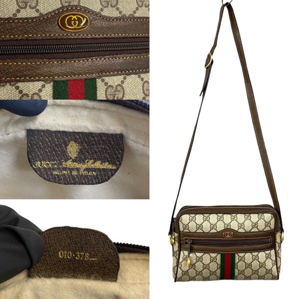 770a770 34680 4 Gucci Vintage Sherry Line GG Logo Leather Mini Shoulder Bag Brown