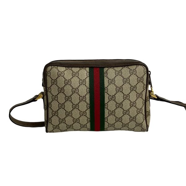 770a770 34680 5 Gucci Vintage Sherry Line GG Logo Leather Mini Shoulder Bag Brown