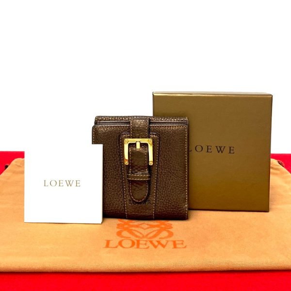 771a770 25700 1 Loewe Logo Engraved Leather Bifold Wallet Bronze