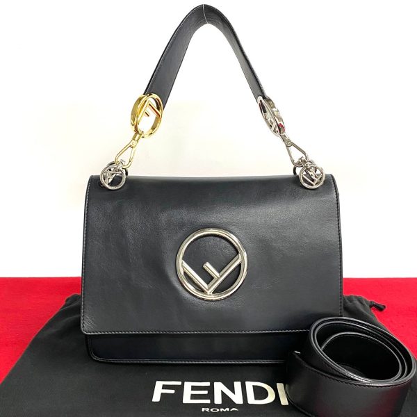 771a771 20251 1 Fendi F Logo Hardware Leather 2way Mini Shoulder Bag Black