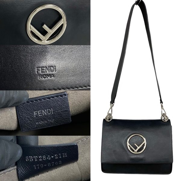 771a771 20251 3 Fendi F Logo Hardware Leather 2way Mini Shoulder Bag Black