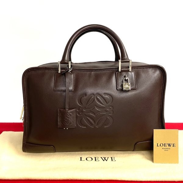 771a771 21542 1 Loewe Amazona 36 Anagram Leather Boston Bag Brown