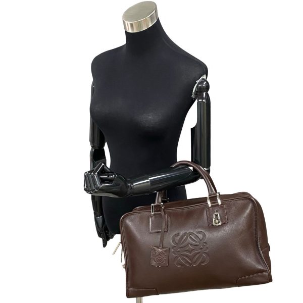 771a771 21542 3 Loewe Amazona 36 Anagram Leather Boston Bag Brown