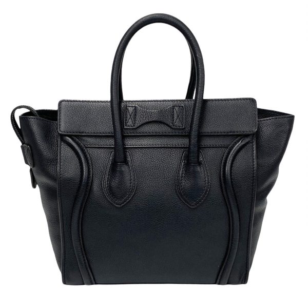 771a771 21640 5 Celine Luggage Micro Shopper Drummed Calfskin Handbag Tote Bag Black