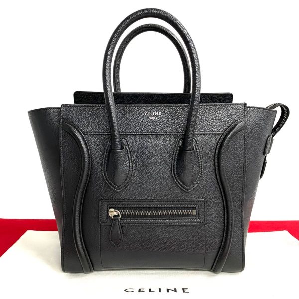 771a771 21643 1 Celine Luggage Micro Shopper Leather Mini Tote Handbag Black