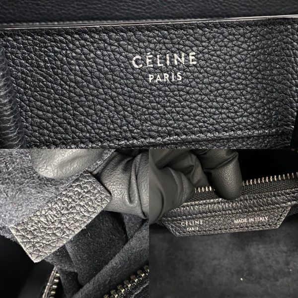 771a771 21643 4 Celine Luggage Micro Shopper Leather Mini Tote Handbag Black