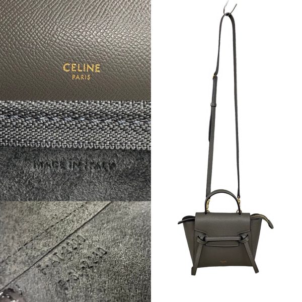 771a771 33217 5 Celine Belt Bag Pico Logo Leather 2way Mini Shoulder Handbag Gray