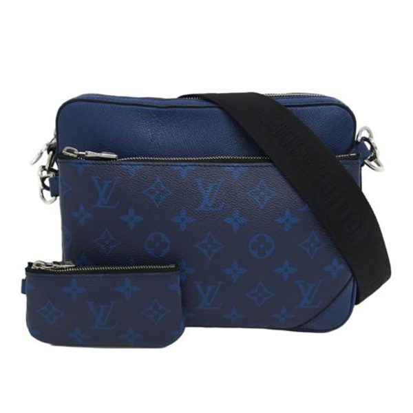 77392 1 Louis Vuitton Trio Messenger Bag Taigarama Cobalt Blue