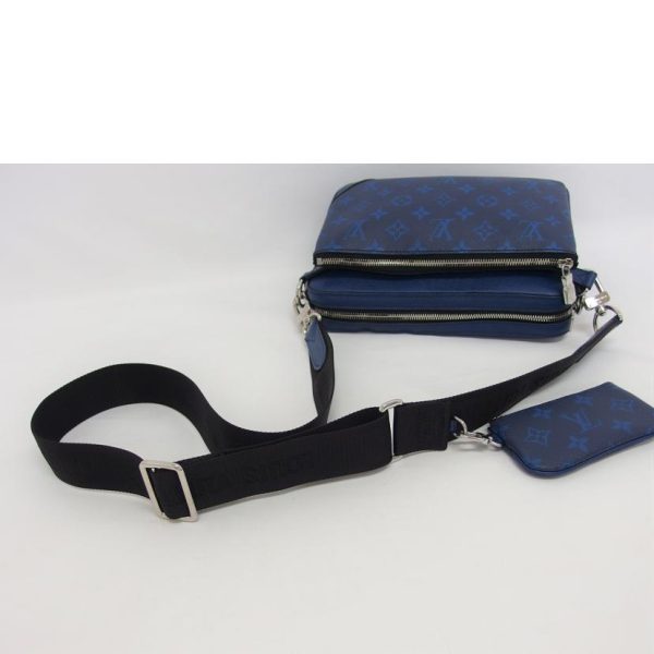 77392 4 Louis Vuitton Trio Messenger Bag Taigarama Cobalt Blue