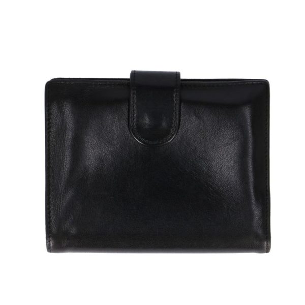 77565 2 Chanel Coco Mark Bi Fold Wallet Bag Black