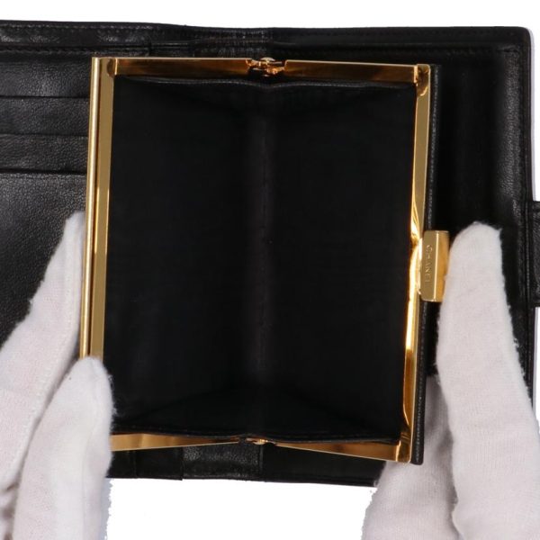 77565 5 Chanel Coco Mark Bi Fold Wallet Bag Black