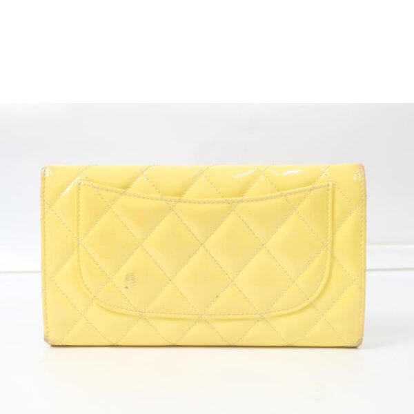 78011 2 Chanel Enamel Tri fold Wallet Yellow