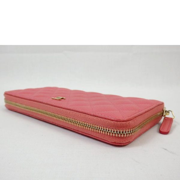 78172 3 Chanel Matelassé Caviar Skin Round Zipper Long Wallet