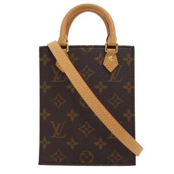 78191 1 Louis Vuitton Petite Sac Plat Handbag Monogram Brown