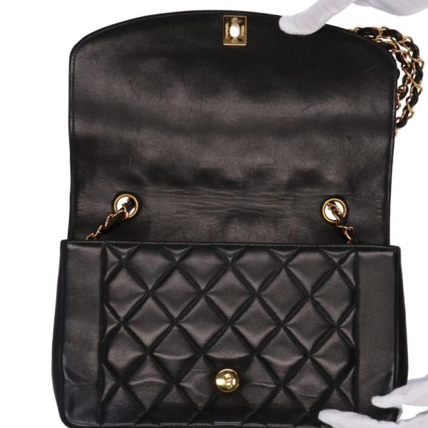 78194 11 Chanel Diana Flap Chain Shoulder Bag Black