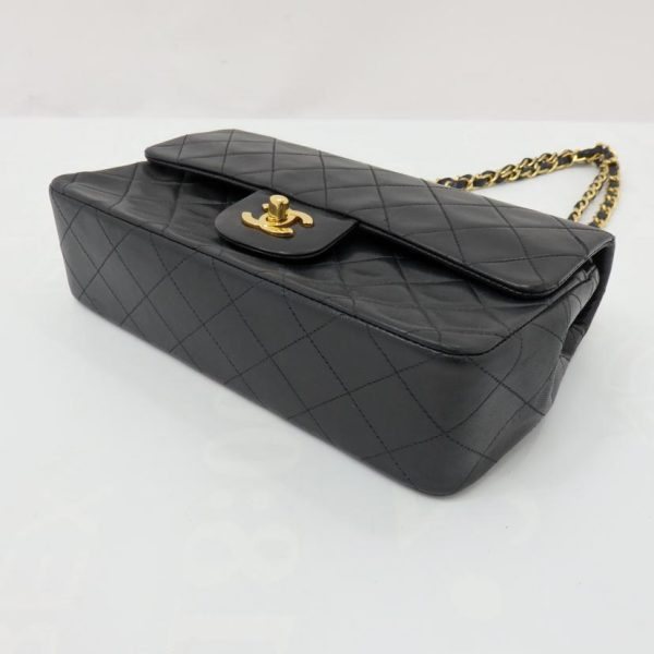 78200 3 Chanel Matelasse W Flap Chain Shoulder Bag Black