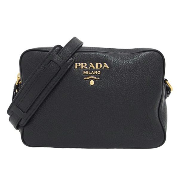 78207 1 Prada W Zip Leather Shoulder Bag Black