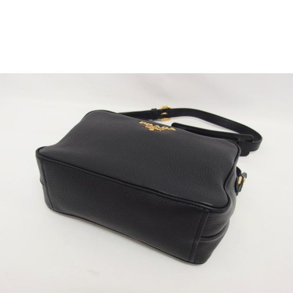 78207 3 Prada W Zip Leather Shoulder Bag Black