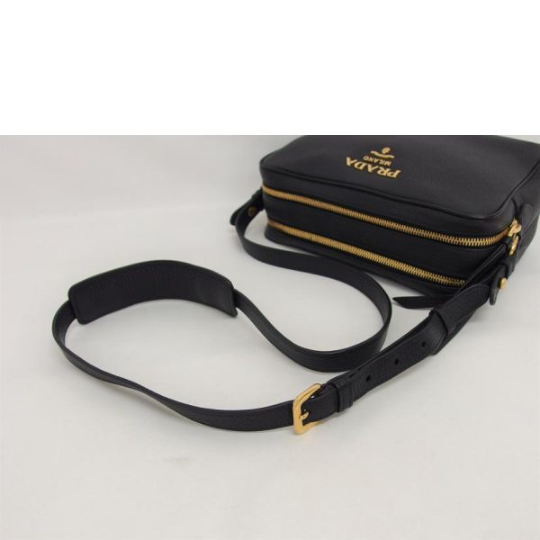 78207 4 Prada W Zip Leather Shoulder Bag Black