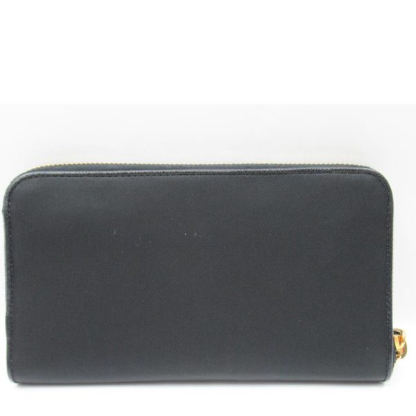 78214 2 Prada Saffiano Round Zipper Long Wallet Black