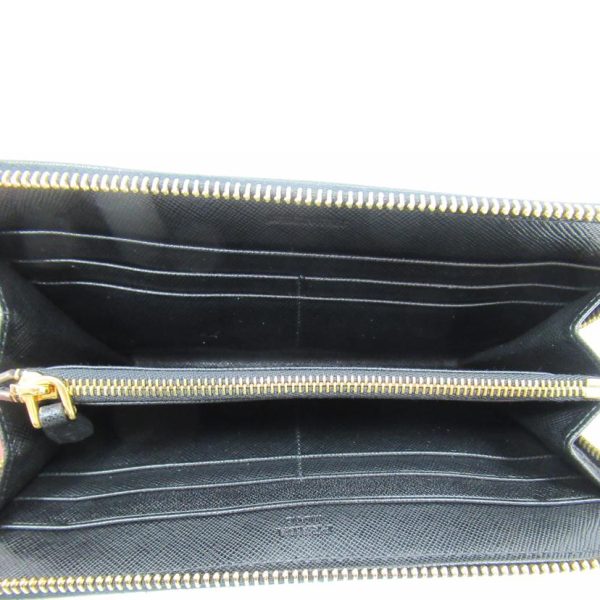 78214 4 Prada Saffiano Round Zipper Long Wallet Black