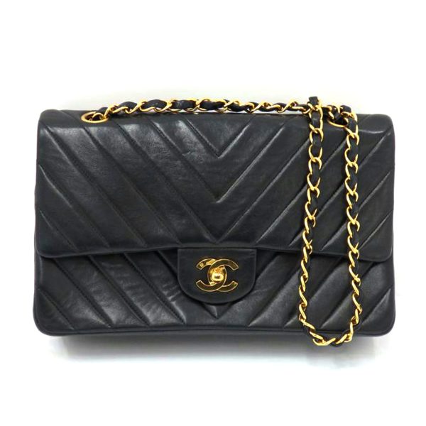 78255 1 Chanel Lambskin Chain Shoulder Bag Black