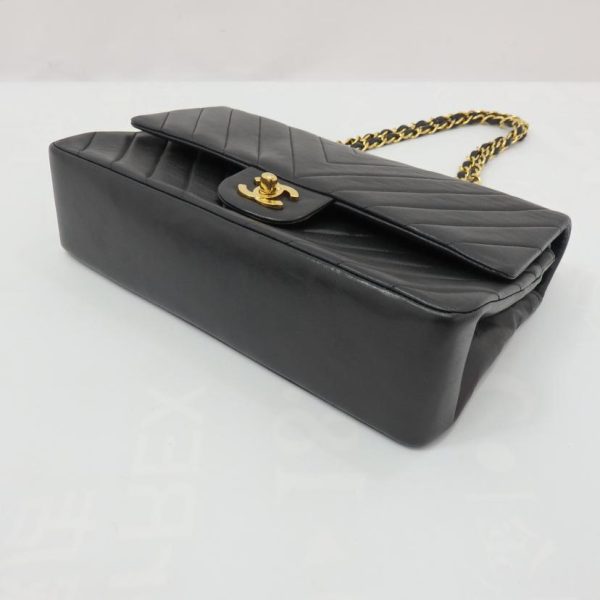 78255 3 Chanel Lambskin Chain Shoulder Bag Black