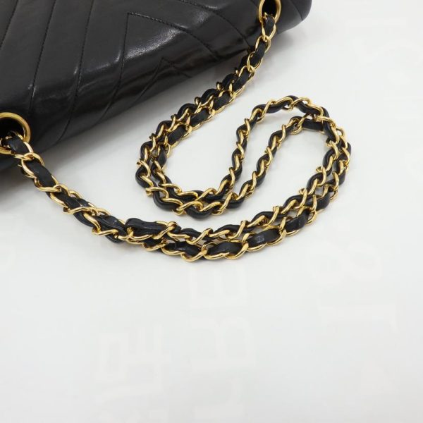 78255 4 Chanel Lambskin Chain Shoulder Bag Black