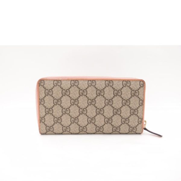 78325 2 Gucci Ribbon GG Supreme Round Zipper Long Wallet Pink