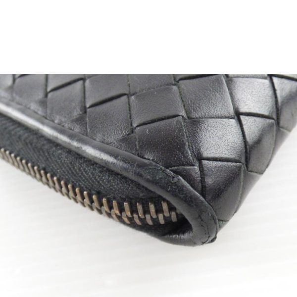 78380 8 Bottega Veneta Intrecciato Round Zipper Long Wallet Black