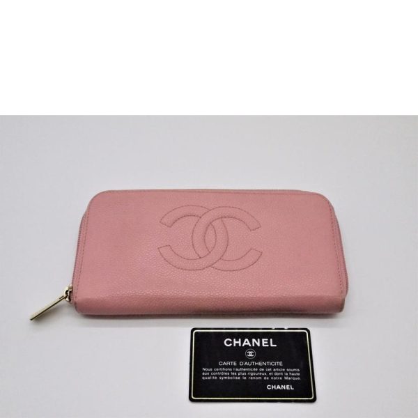 78469 7 CHANEL CC Mark Caviar Skin Round Zipper Wallet Black