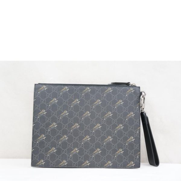 78528 2 Gucci GG Supreme Clutch Bag Black