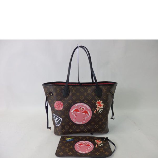 78582 2 Louis Vuitton Neverfull MM My LV World Tour Monogram Tote Bag Brown