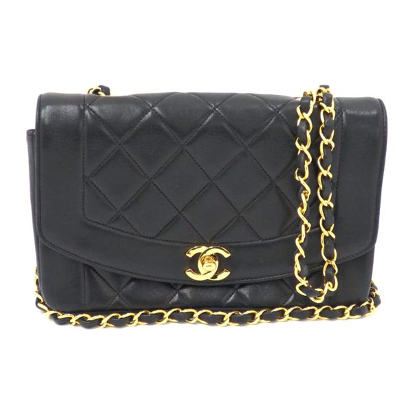 78873 1 Chanel Lambskin Chain Shoulder Bag Black