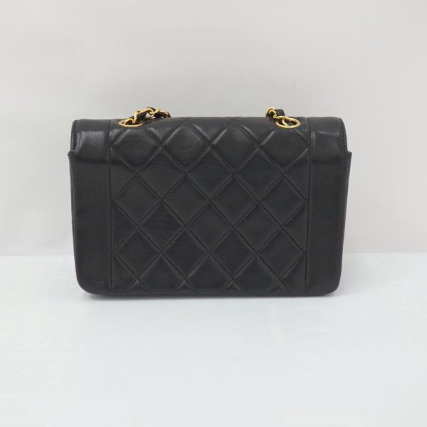 78873 3 Chanel Lambskin Chain Shoulder Bag Black