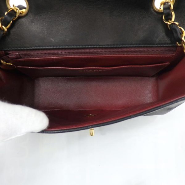 78873 5 Chanel Lambskin Chain Shoulder Bag Black