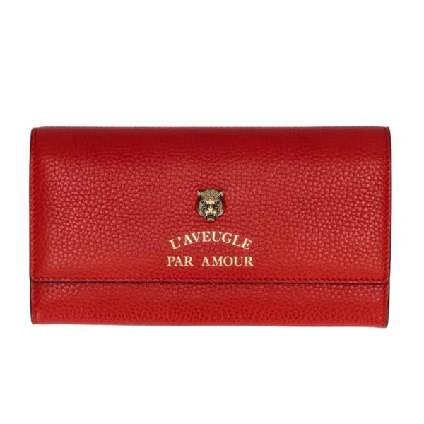 78910 1 GUCCI Animalie Continental Wallet Red