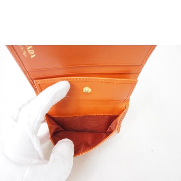 78967 9 Prada Saffiano 2 Fold Wallet Orange