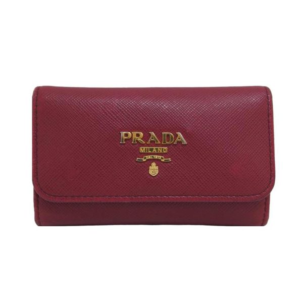 79013 1 Prada Saffiano 6 Key Case Bag Wine Red