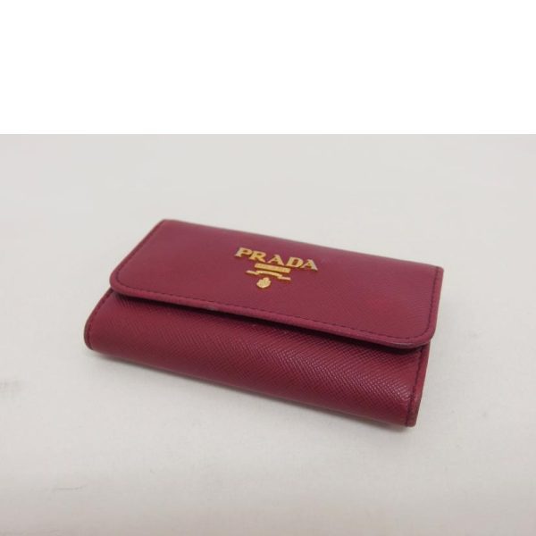 79013 3 Prada Saffiano 6 Key Case Bag Wine Red