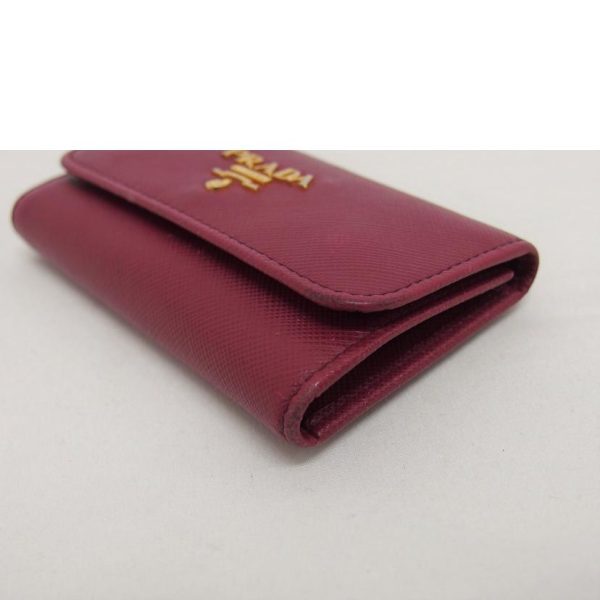 79013 8 Prada Saffiano 6 Key Case Bag Wine Red