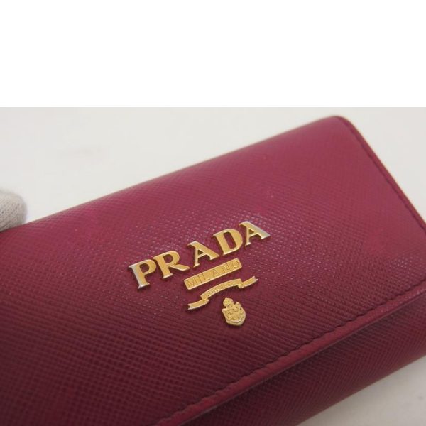 79013 9 Prada Saffiano 6 Key Case Bag Wine Red