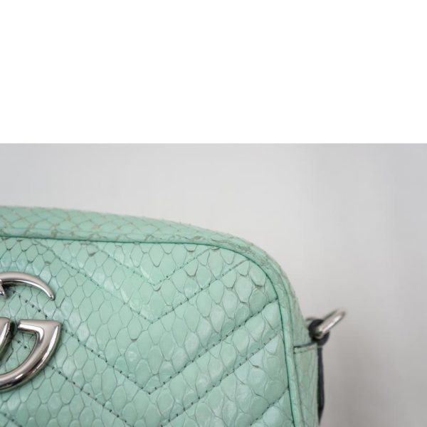 79416 6 Gucci Python Leather GG Marmont Chain Shoulder Bag