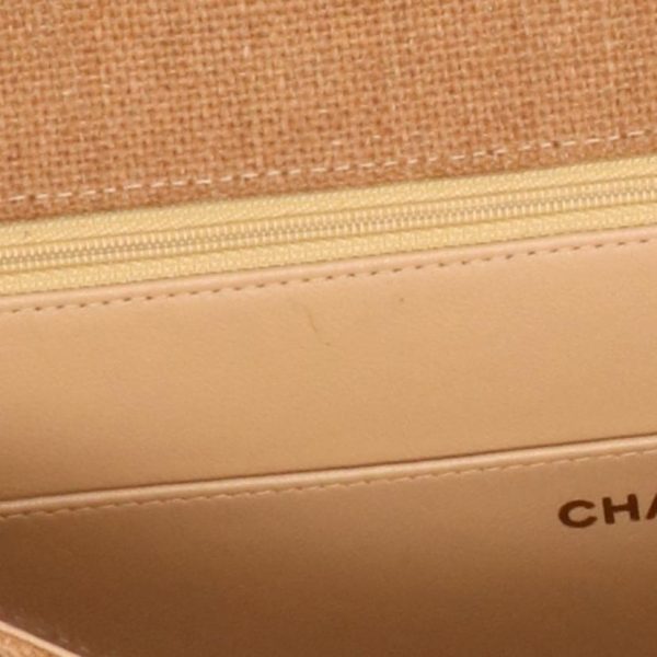 79450 10 Chanel Coco Mark Linen Briefcase Bag Beige